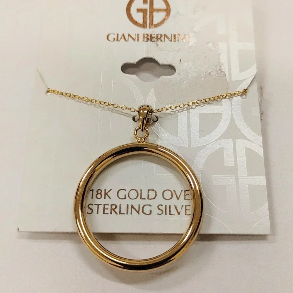 Giani Bernini 18K Gold Over Sterling Silver Circle Pendant 18" Necklace